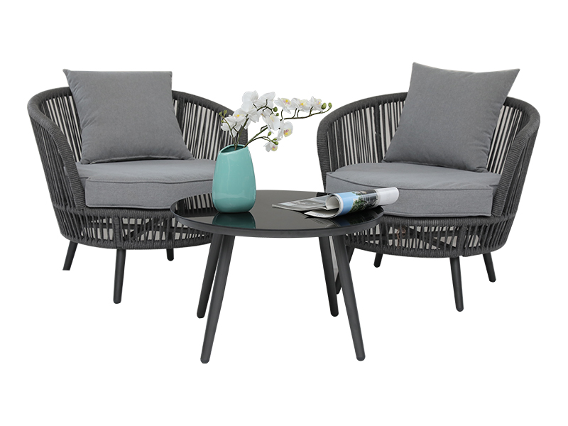 Záhrada 3 kusy na terase sada vonkajších tkaných lanových terasy konverzácia bistro set s vankúšmi, súpravy nábytku na terase YQC-2788