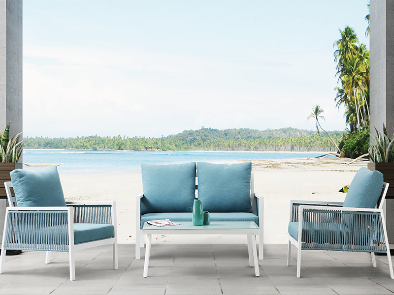 Záhradná terasa hliníková luxusná voľný čas Sada hotel Outdoor Woven Lope Sofa YQC-2710
