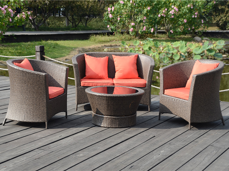 Classic Rattan Furniture, 4ks Rattan Sofa Set, outdoorový voľný čas YQR-480